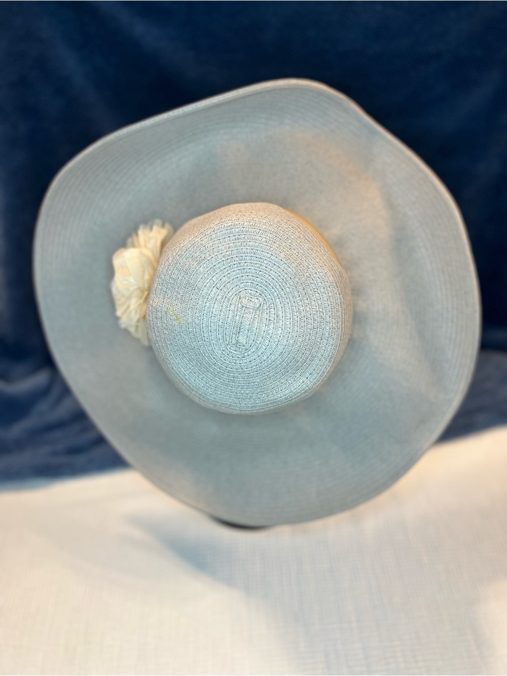 August Hat Company Gray Wide Brim Sun Hat w/ Flower